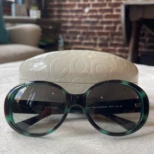 AUTHENTIC COACH TRACY VINTAGE SUNGLASSES AQUA TORTOISE/BLACK